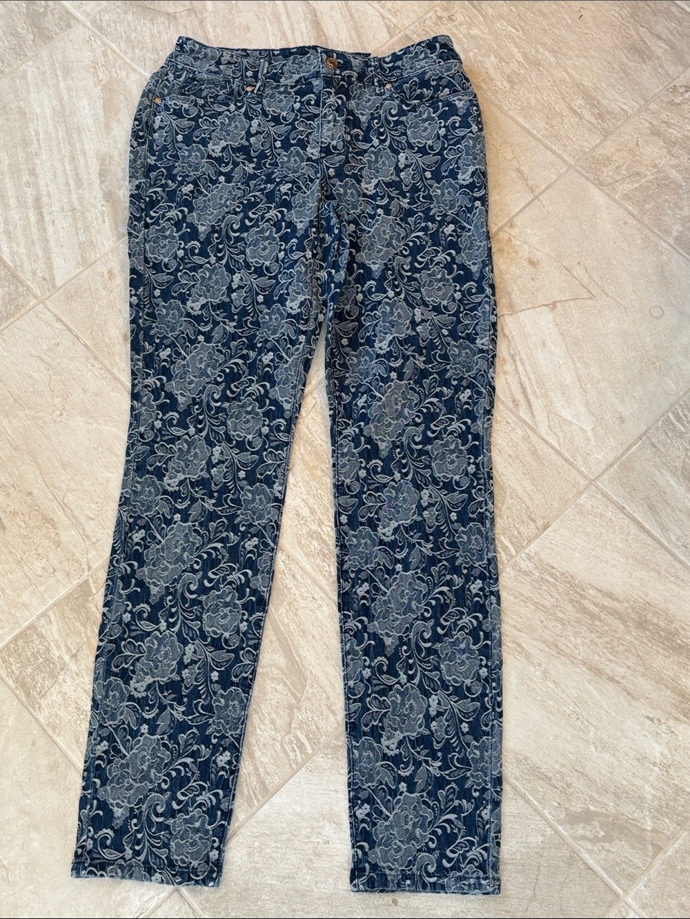 Chico's NWT Navy Jacquard Stretch Jeggings